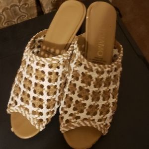 Tan and white heels Size 8.5
